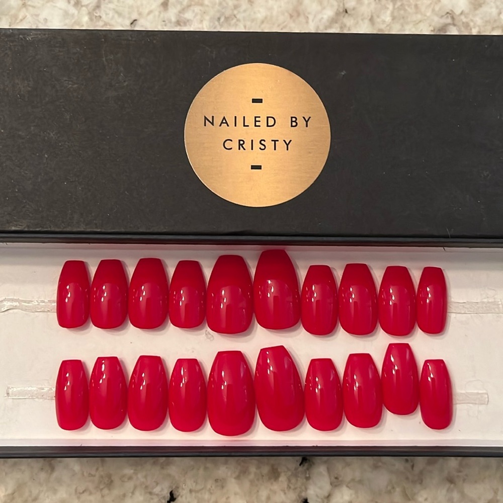 Nailed by Cristy handmade press on nails - bright red